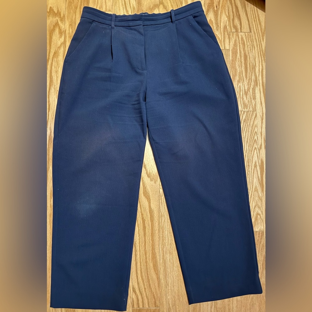 Abercrombie & Fitch Women's Tailored Relaxed Straight Pant - Navy - 32S
